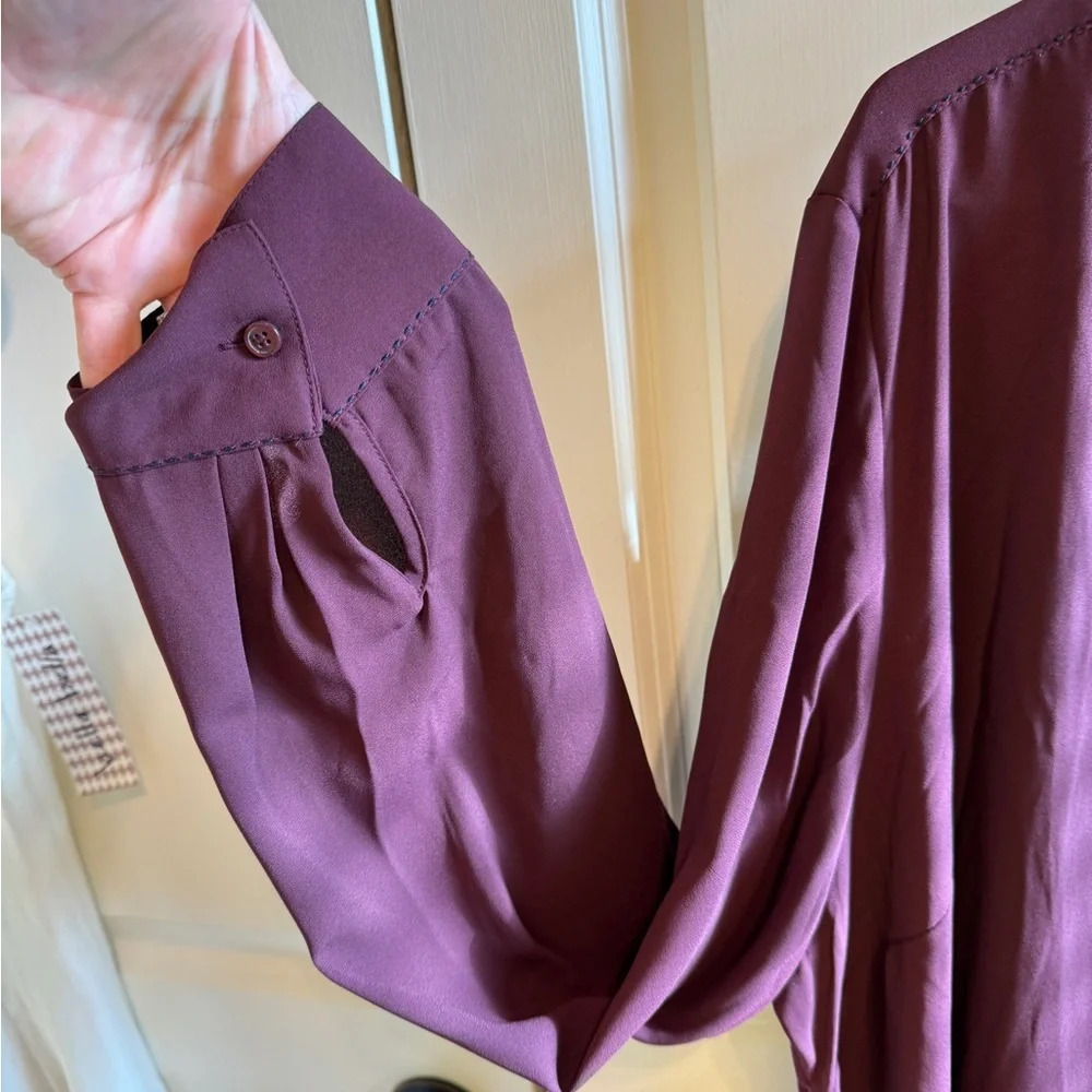 Lane Bryant Maroon Blouse With Black Accent Stitching Sz 22/24 View 4
